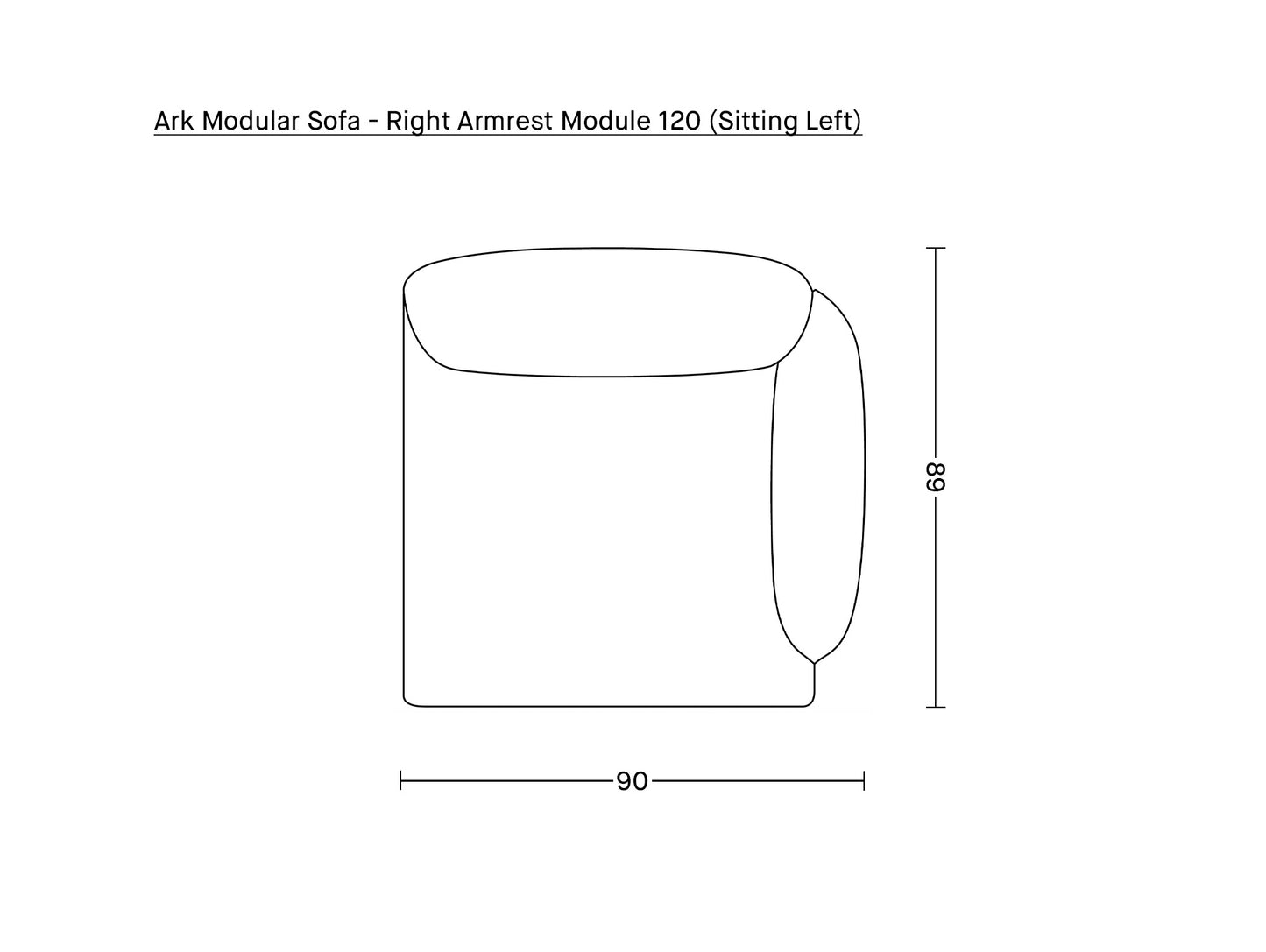 Ark Modular Sofa - Individual Modules by Normann Copenhagen / Right Armrest Module 120 (Sitting Left)