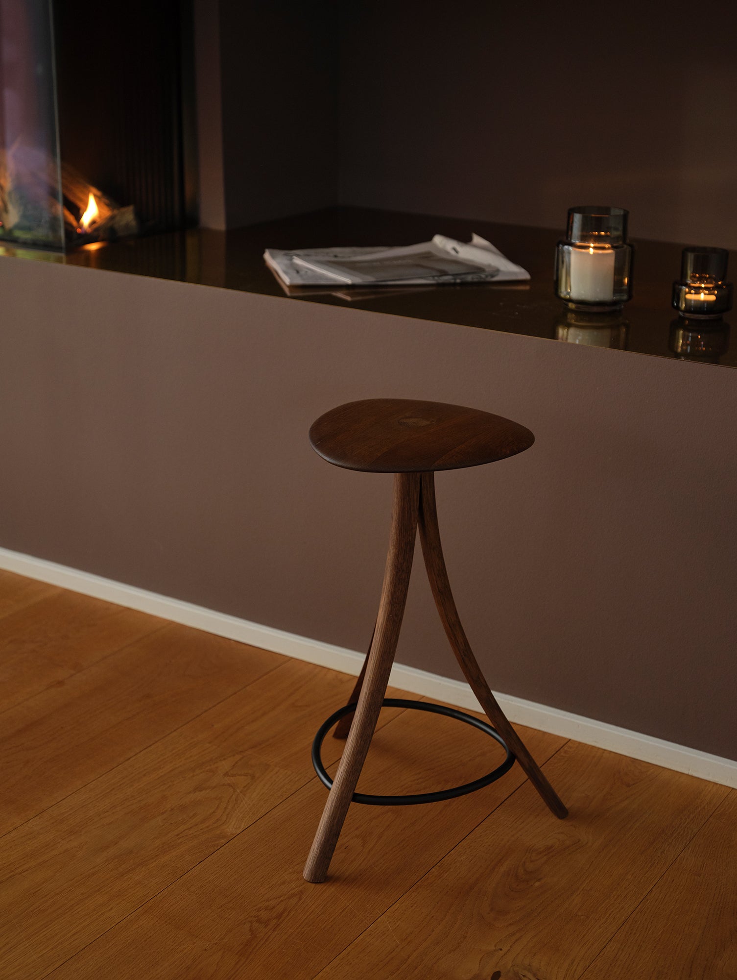 Clover Stool by Ro Collection - Smoked Oak