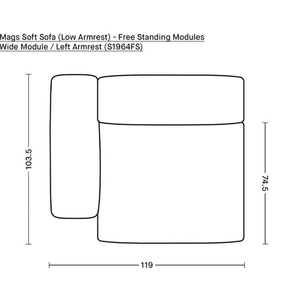 Mags Soft Sofa (Low Armrest) - Free Standing Modules by HAY / Wide Module / Left Armrest (S1964FS)