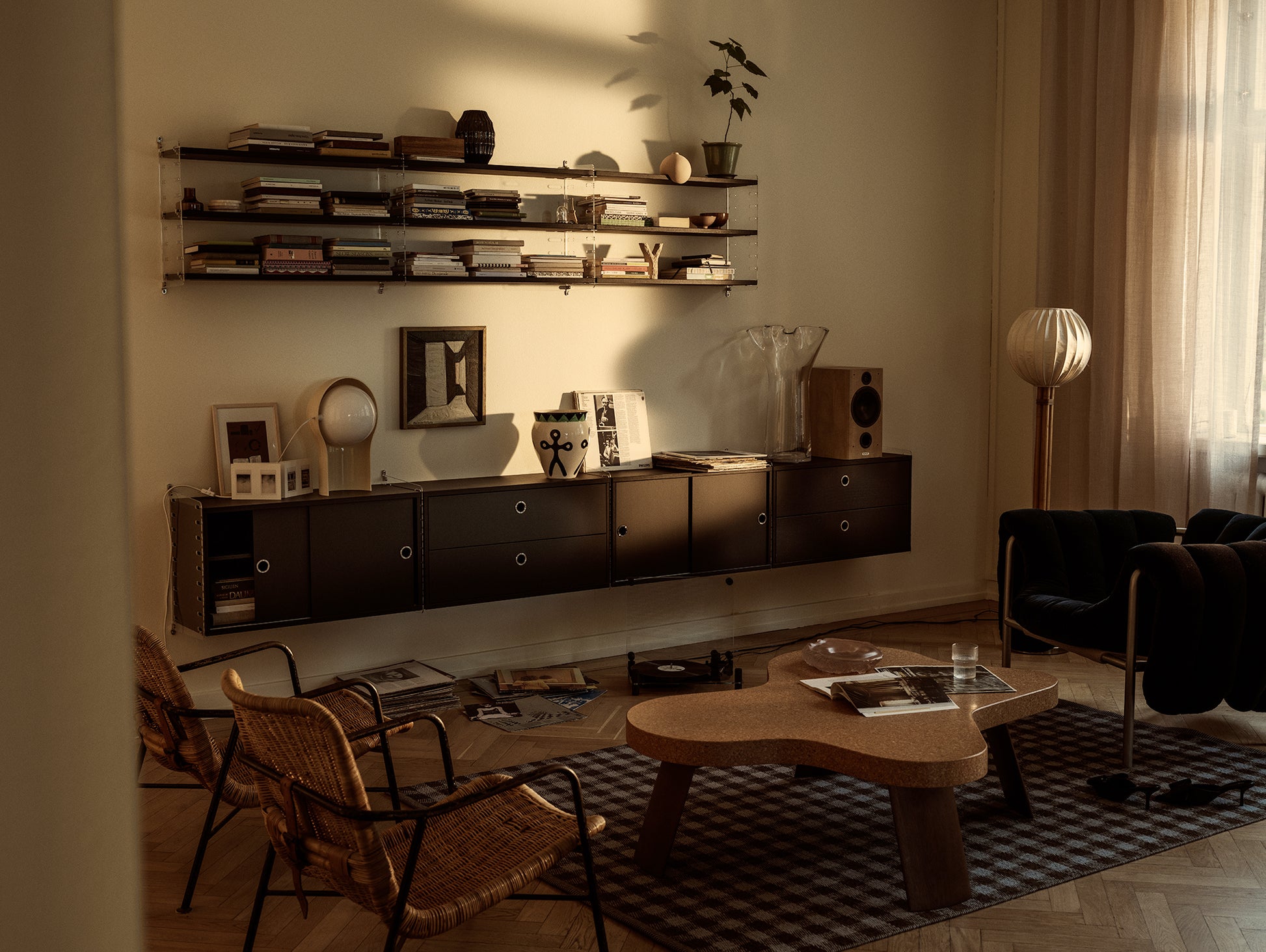 String System Chest with 2 Drawers - Black Ash