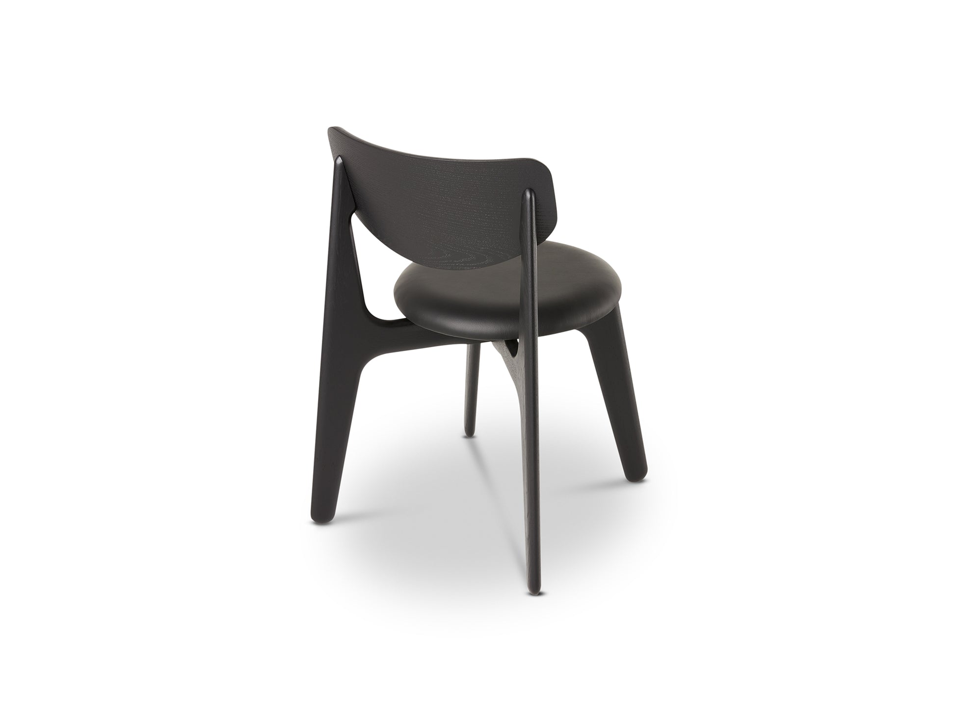 Slab Dining Chair Upholstered by Tom Dixon - Black Lacquered Oak / Black Leather