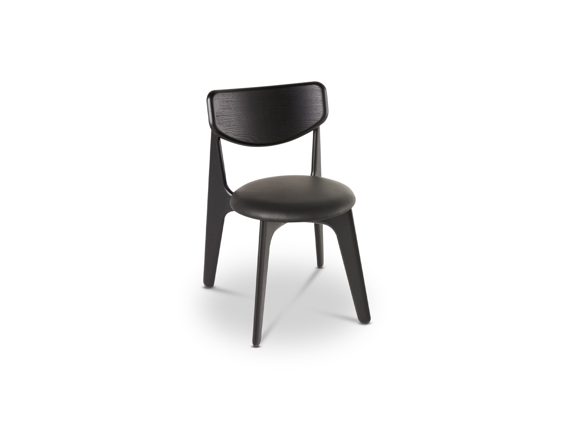 Slab Dining Chair Upholstered by Tom Dixon - Black Lacquered Oak / Black Leather