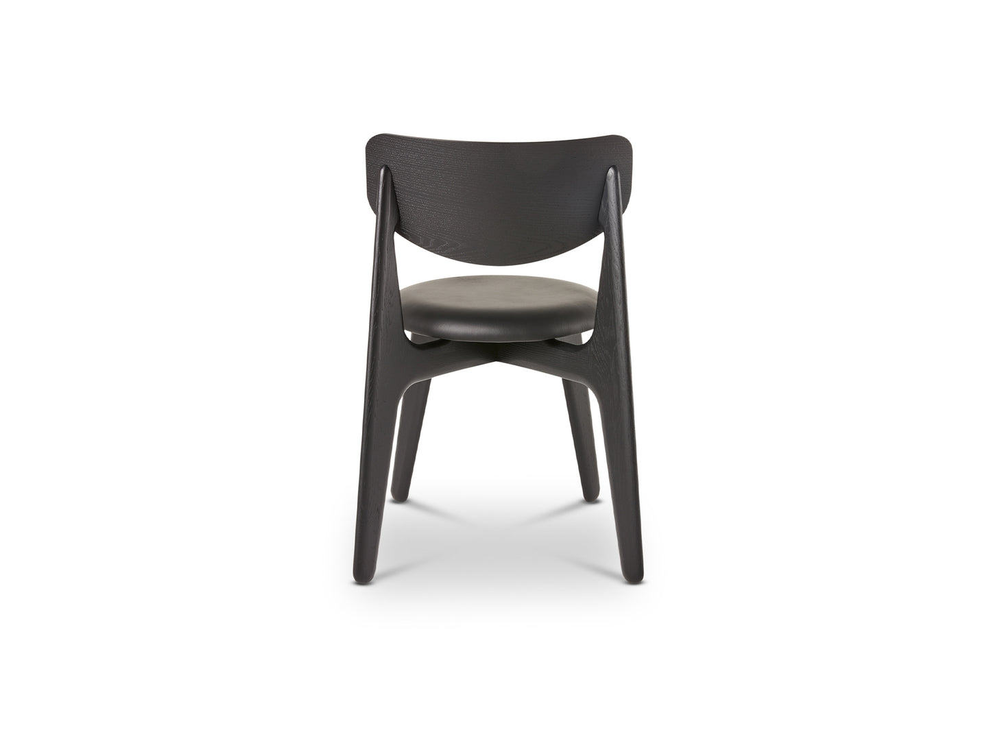 Slab Dining Chair Upholstered by Tom Dixon - Black Lacquered Oak / Black Leather