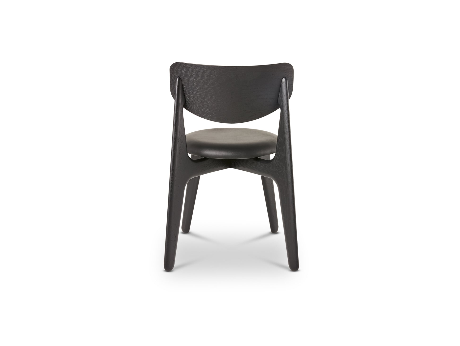 Slab Dining Chair Upholstered by Tom Dixon - Black Lacquered Oak / Black Leather