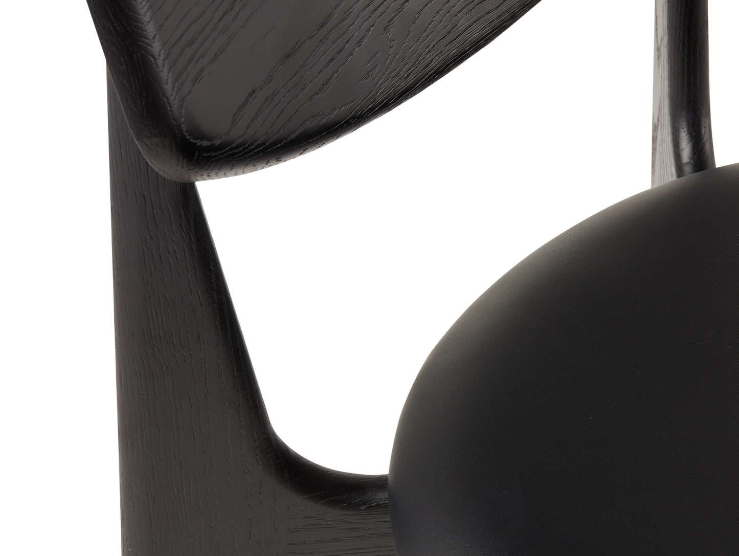 Slab Dining Chair Upholstered by Tom Dixon - Black Lacquered Oak / Black Leather