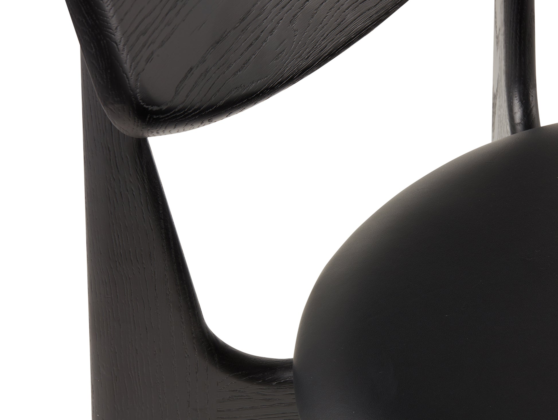 Slab Dining Chair Upholstered by Tom Dixon - Black Lacquered Oak / Black Leather