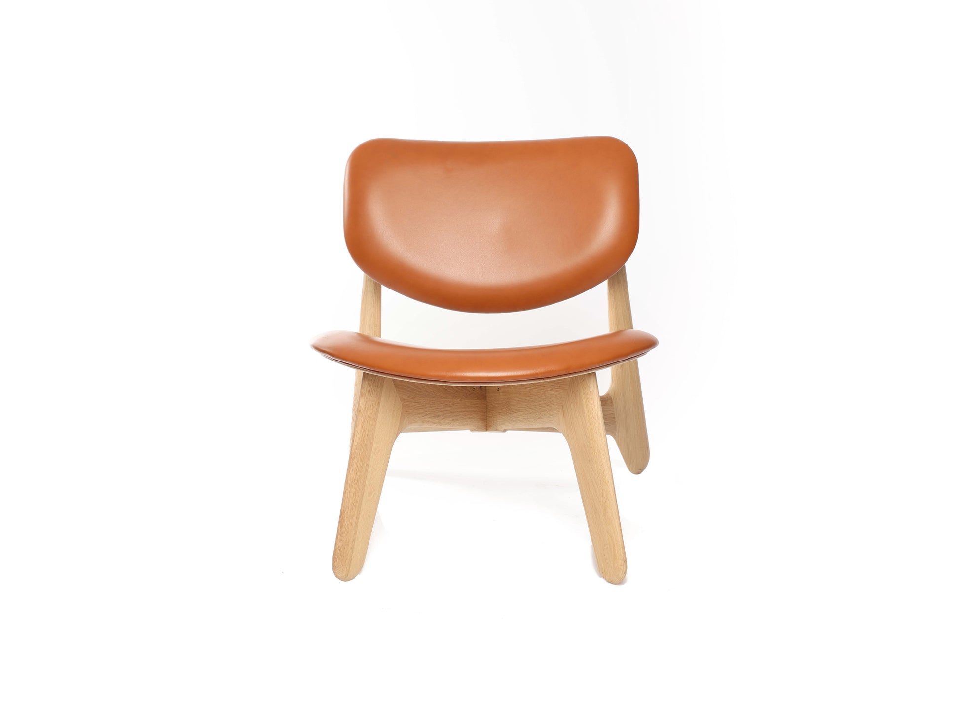Slab Lounge Chair by Tom Dixon - Natural Oak / Leather Cognac
