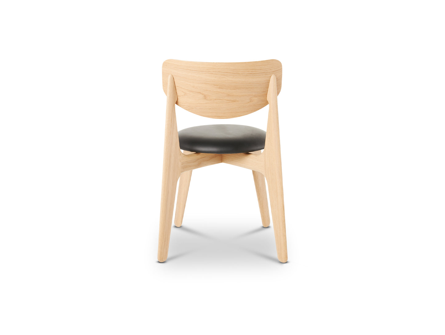 Slab Dining Chair Upholstered by Tom Dixon - Lacquered Oak / Black Leather