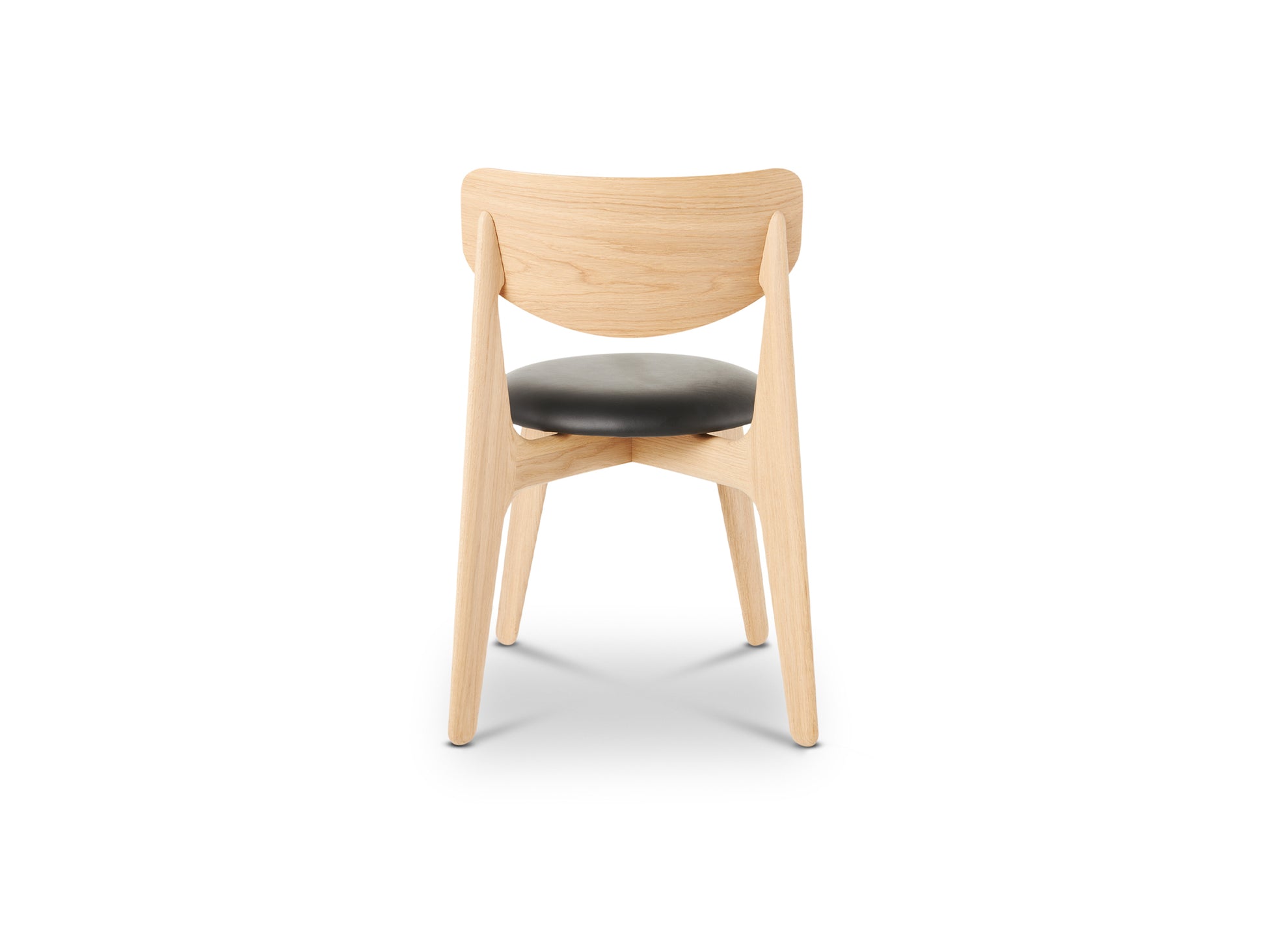 Slab Dining Chair Upholstered by Tom Dixon - Lacquered Oak / Black Leather