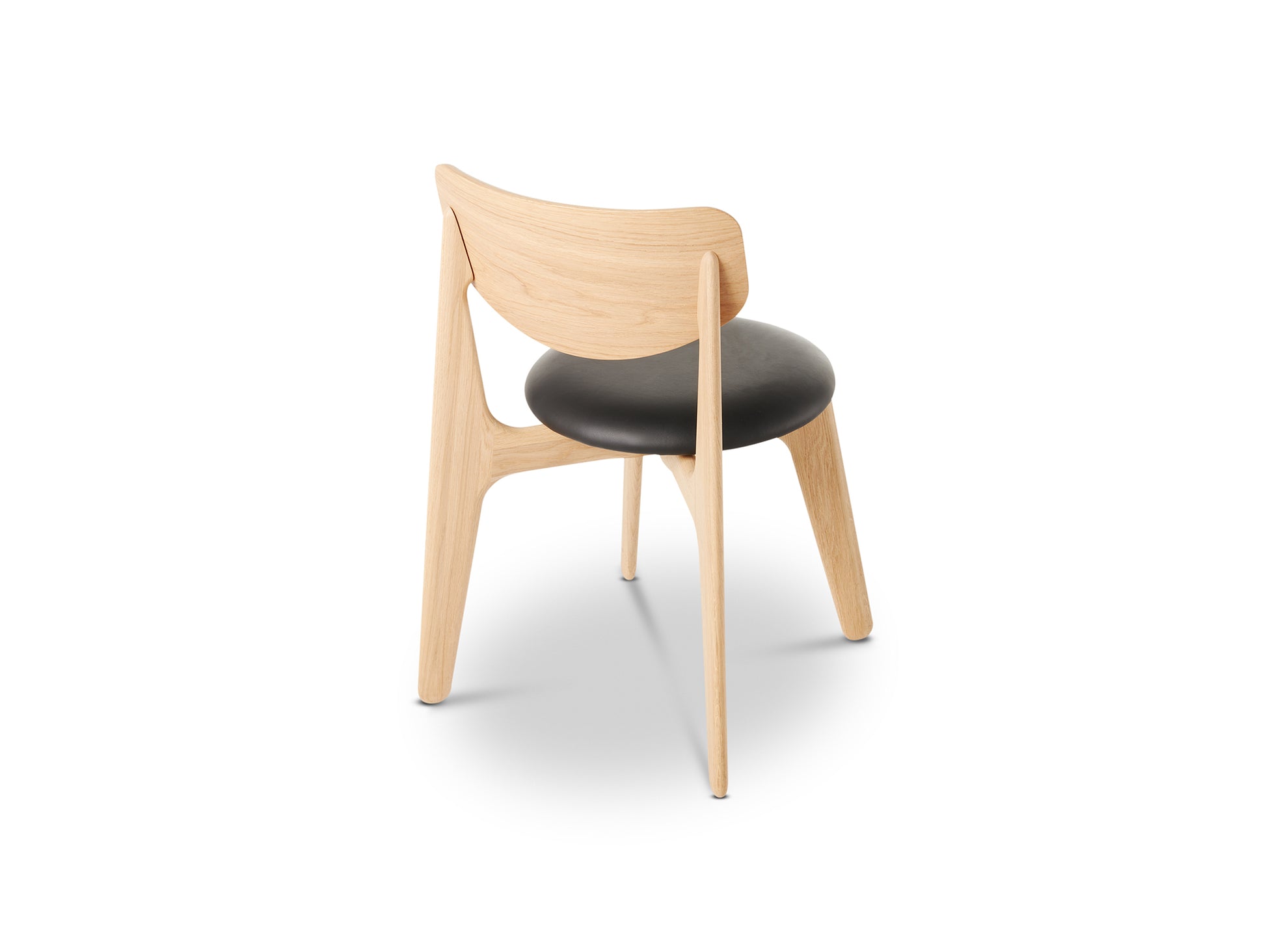 Slab Dining Chair Upholstered by Tom Dixon - Lacquered Oak / Black Leather