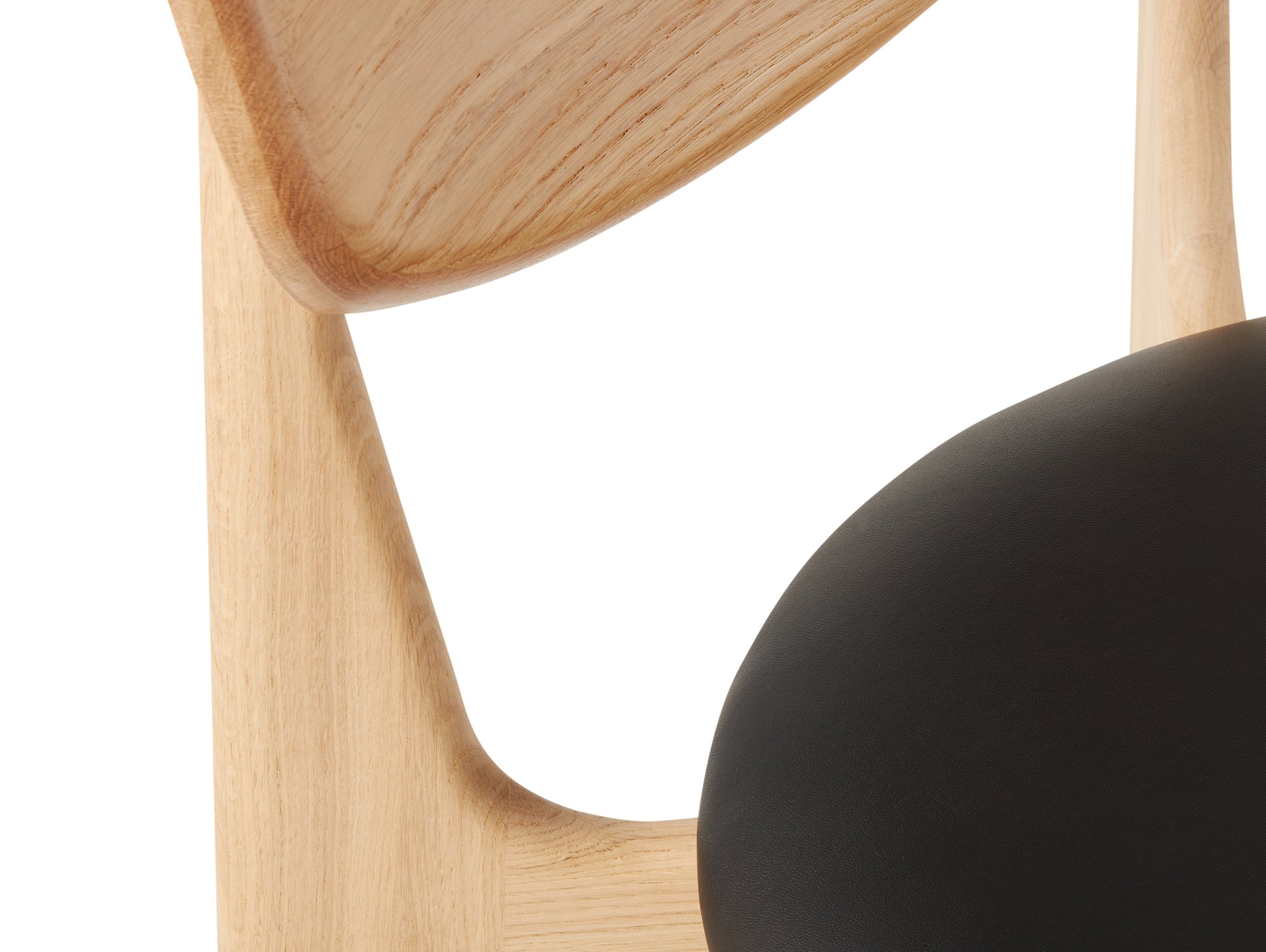 Slab Dining Chair Upholstered by Tom Dixon - Lacquered Oak / Black Leather
