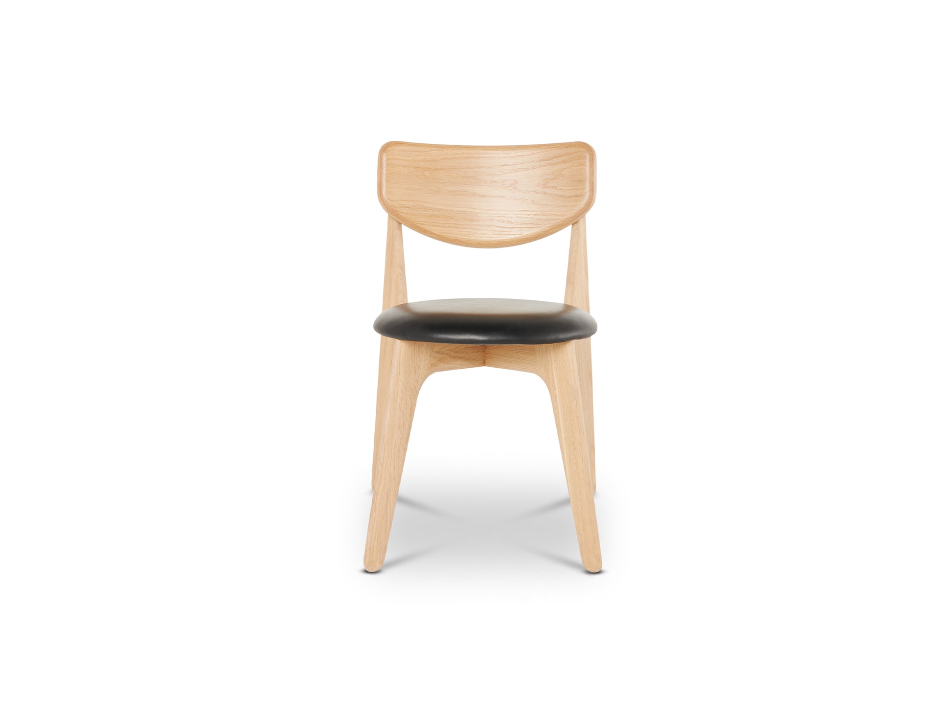 Slab Dining Chair Upholstered by Tom Dixon - Lacquered Oak / Black Leather