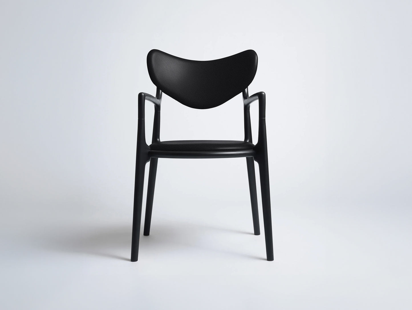 Salon Chair by Ro Collection - Black Lacquered Beech / Exclusive Rio Black Leather