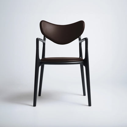 Salon Chair by Ro Collection - Black Lacquered Beech / Exclusive Rio Chocolate Brown Leather