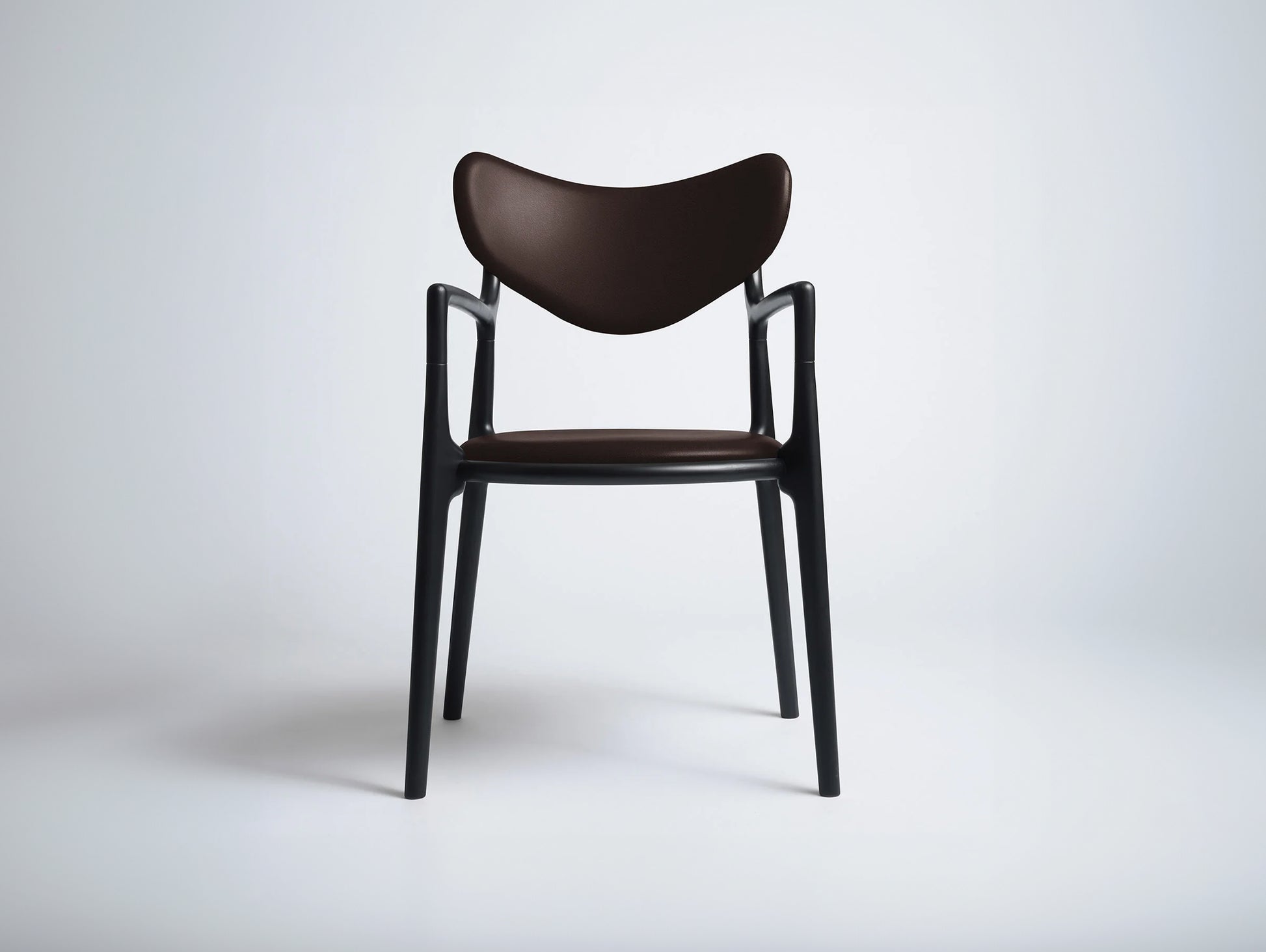 Salon Chair by Ro Collection - Black Lacquered Beech / Exclusive Rio Chocolate Brown Leather