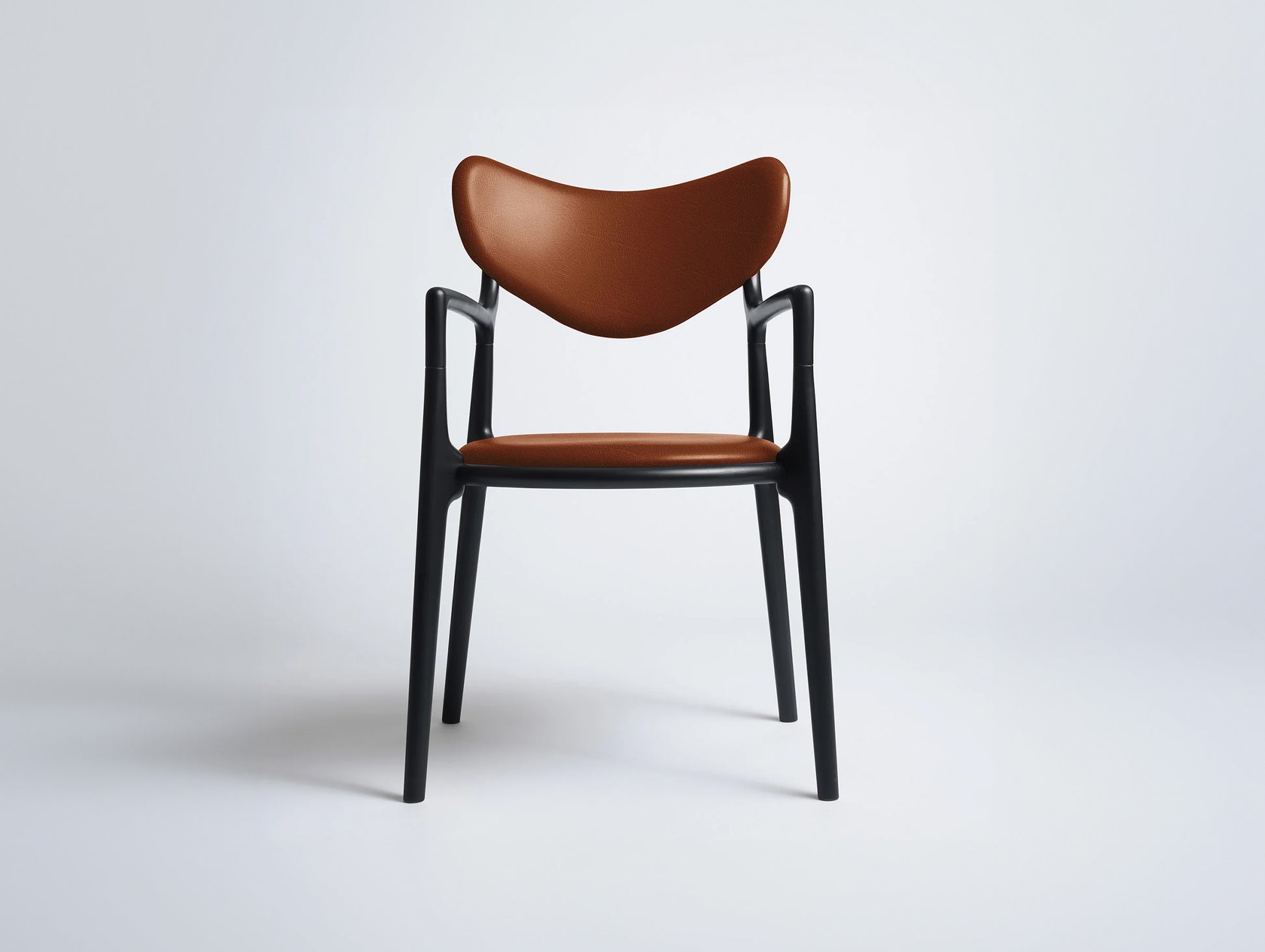 Salon Chair by Ro Collection - Black Lacquered Beech / Exclusive Rio Cognac Leather