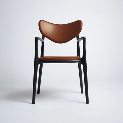 Salon Chair by Ro Collection - Black Lacquered Beech / Supreme Vacona Cognac Leather