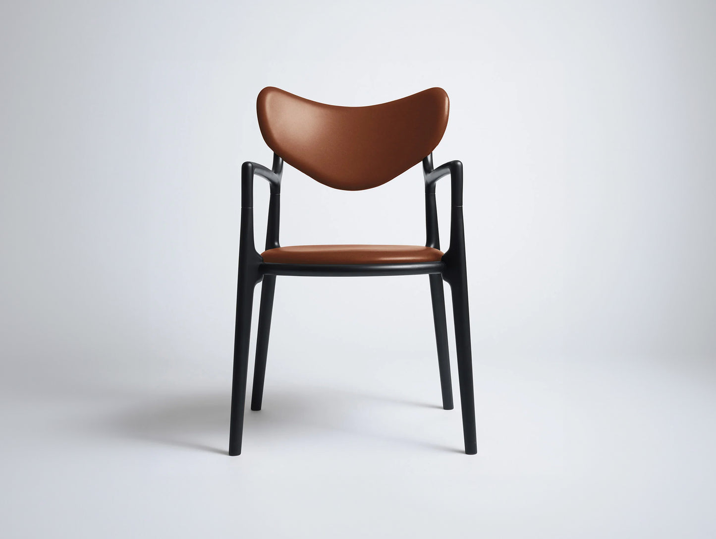 Salon Chair by Ro Collection - Black Lacquered Beech / Supreme Vacona Cognac Leather