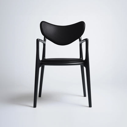 Salon Chair by Ro Collection - Black Lacquered Beech / Standard Sierra Black Leather