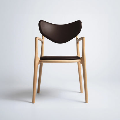 Salon Chair by Ro Collection - Oiled Beech / Exclusive Rio Chocolate Brown Leather