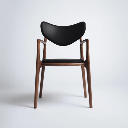 Salon Chair by Ro Collection - Walnut Stained Beech / Exclusive Rio Black Leather