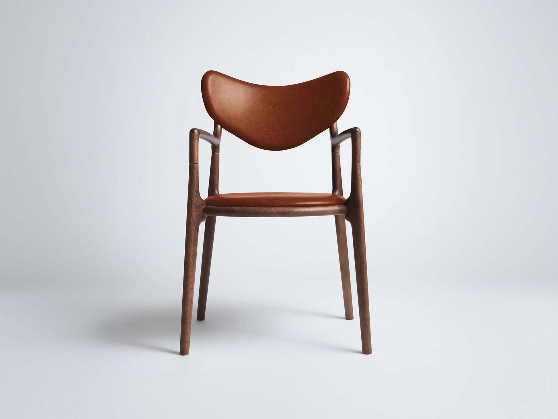 Salon Chair by Ro Collection - Walnut Stained Beech / Exclusive Rio Cognac Leather