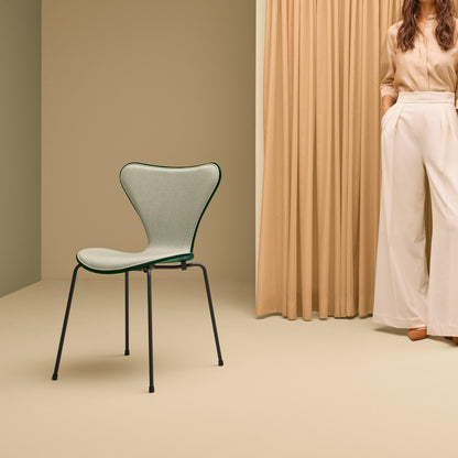 Series 7™ 3107 Dining Chair (Front Upholstered) by Fritz Hansen - Brown Bronze Steel / Front: Sunniva 3 132 / Back: Evergreen Lacquered Veneer