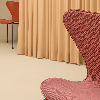 Series 7™ 3107 Dining Chair (Front Upholstered) by Fritz Hansen - Brown Bronze Steel / Front: Steelcut Trio 3 636 / Back: Paradise Orange Lacquered Veneer