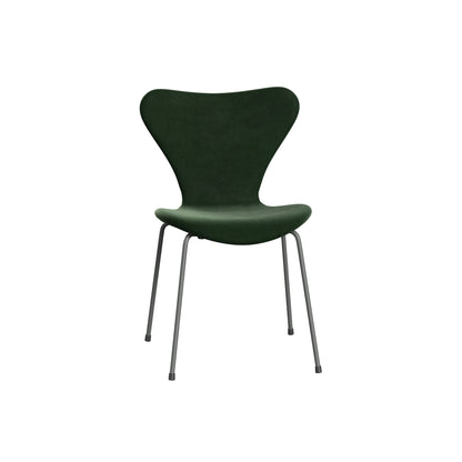 Series 7™ 3107 Dining Chair (Fully Upholstered) by Fritz Hansen - Silver Grey Steel / Belfast Forest Green