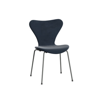 Series 7™ 3107 Dining Chair (Fully Upholstered) by Fritz Hansen - Silver Grey Steel / Belfast Grey Blue
