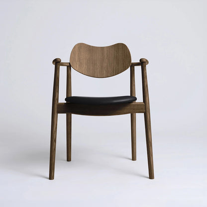Regatta Chair Seat Upholstered by Ro Collection - Smoked Oak / Standard Sierra Black Leather