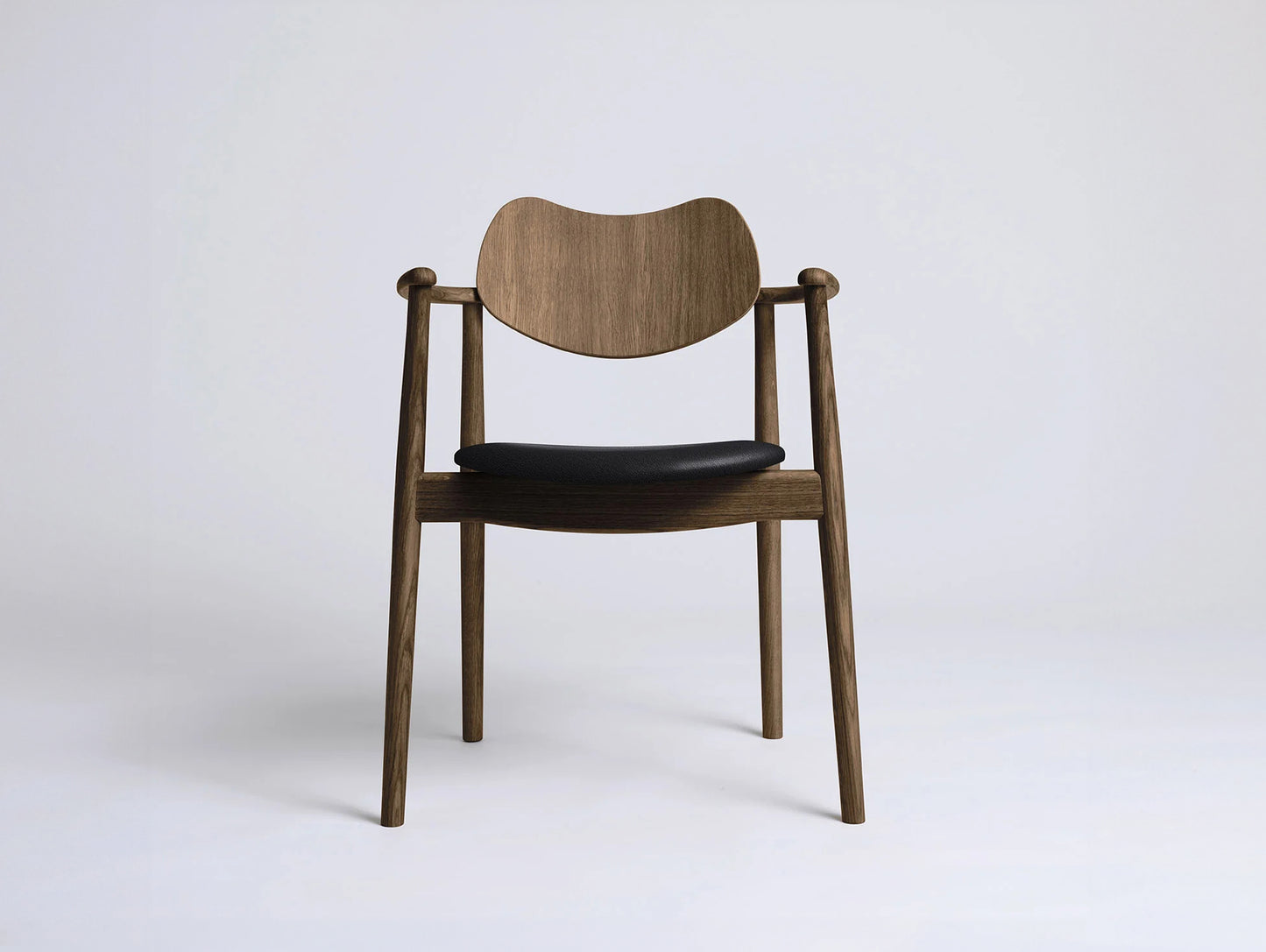 Regatta Chair Seat Upholstered by Ro Collection - Smoked Oak / Standard Sierra Black Leather