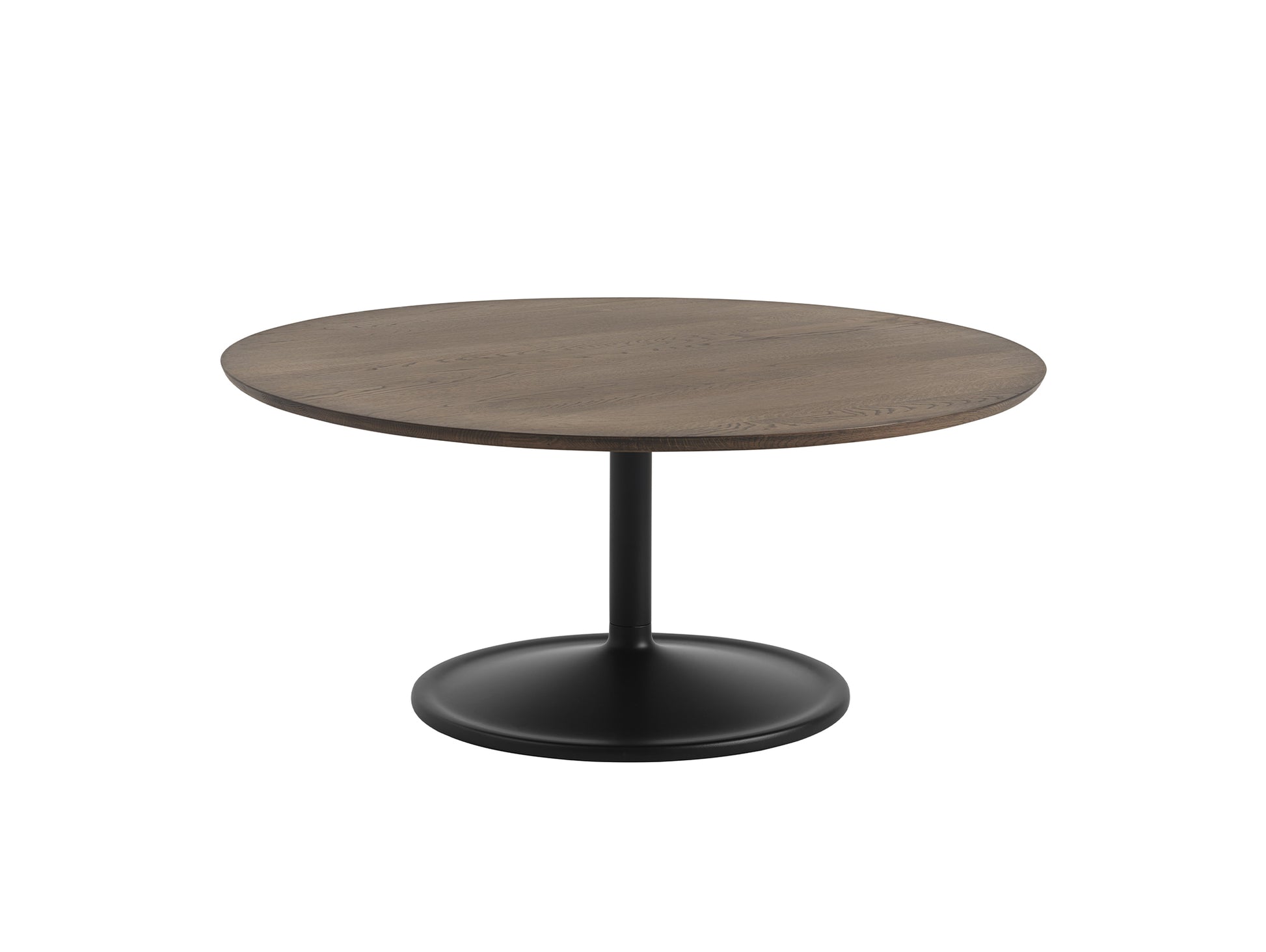 Soft Coffee Table by Muuto - D95/H42/Solid Smoked Oak Top / Black Aluminium Base