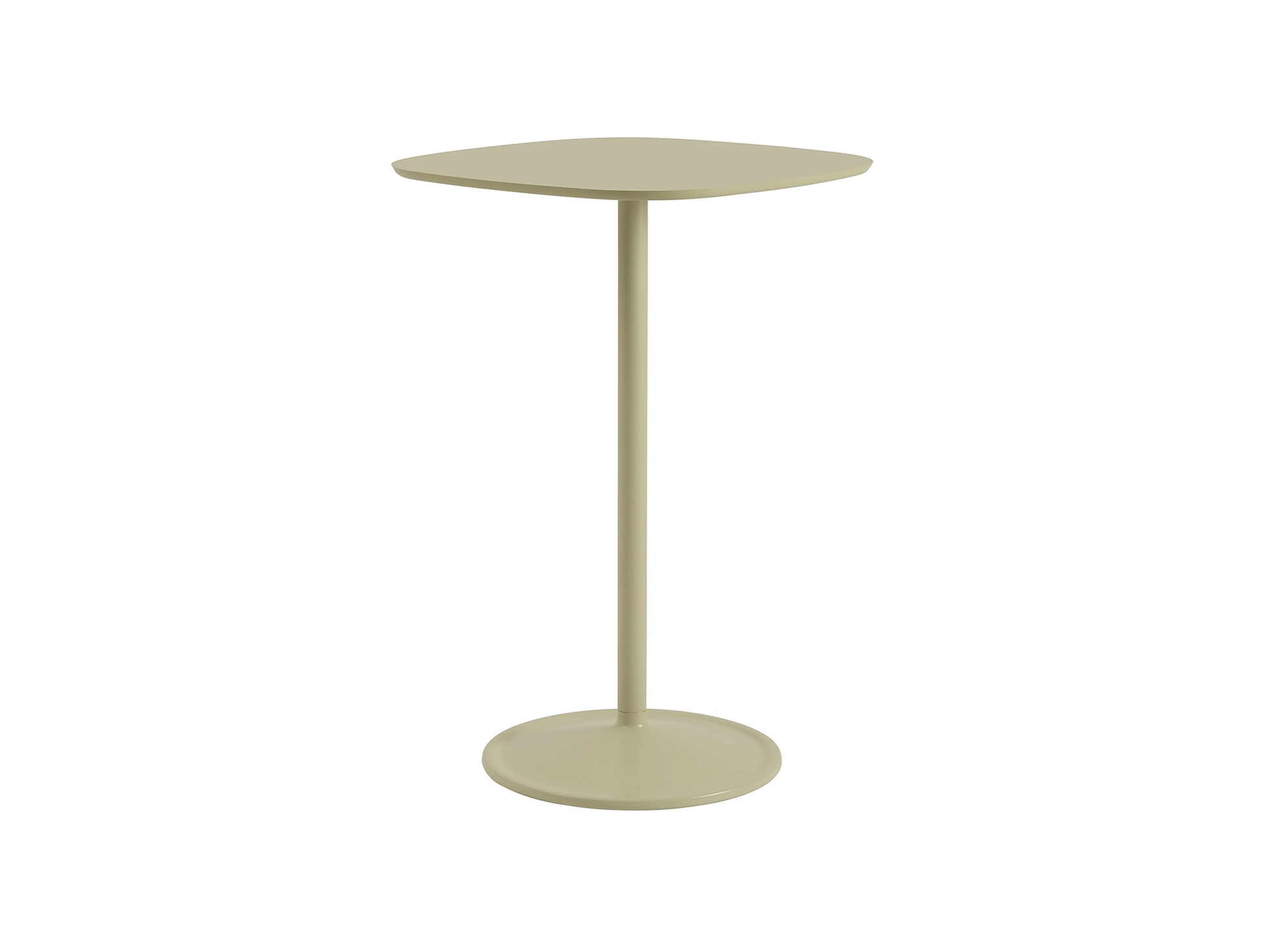 Soft Cafe Table by Muuto - Square (70x70 cm) / Height: 105 cm / Beige Green Laminate Top / Beige Green Aluminium Base