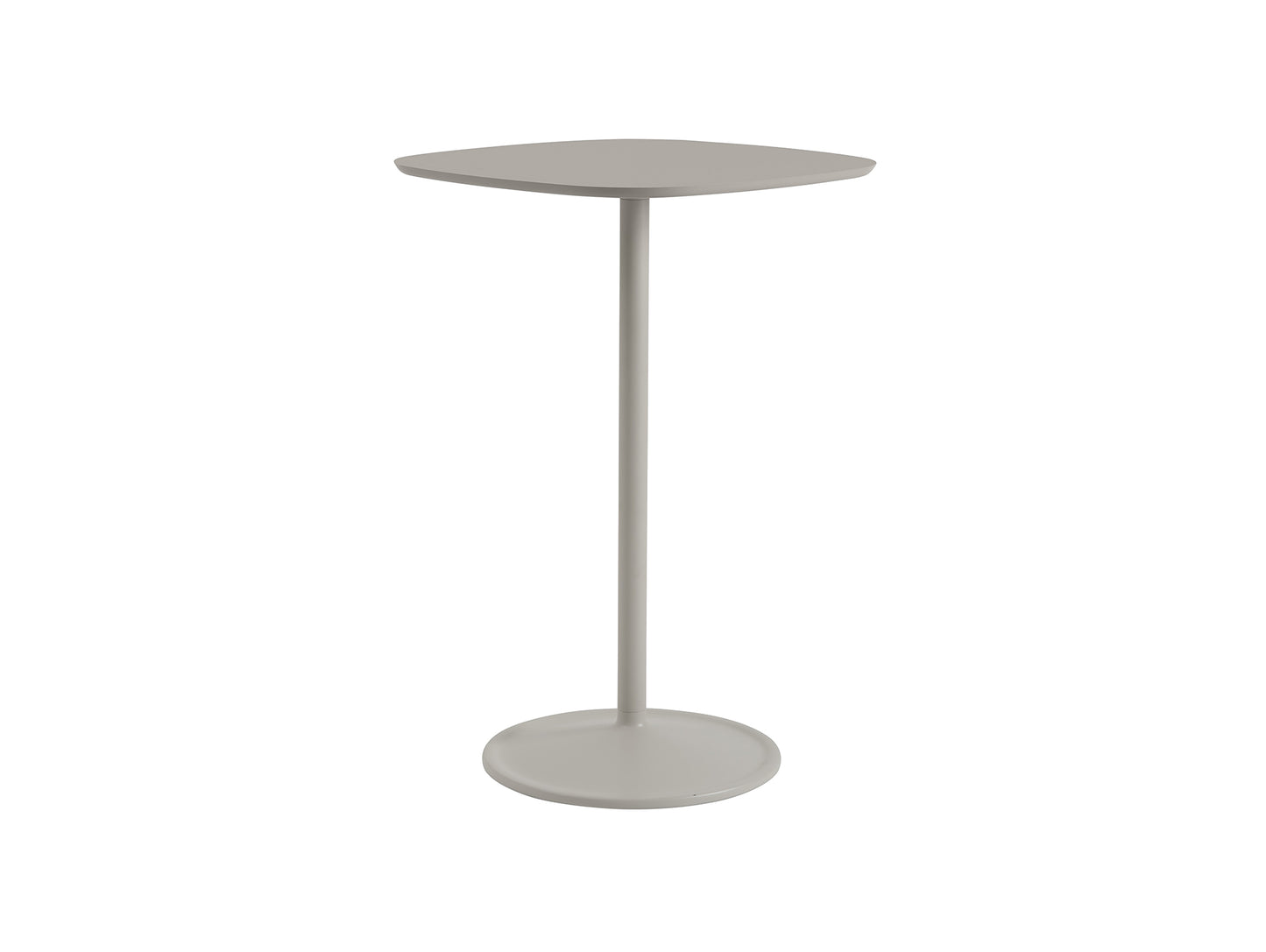 Soft Cafe Table by Muuto - Square (70x70 cm) / Height: 105 cm / Grey Linoleum Top / Grey Aluminium Base