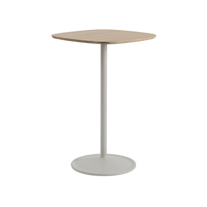 Soft Cafe Table by Muuto - Square (70x70 cm) / Height: 105 cm / Solid Oiled Oak Top / Grey Aluminium Base