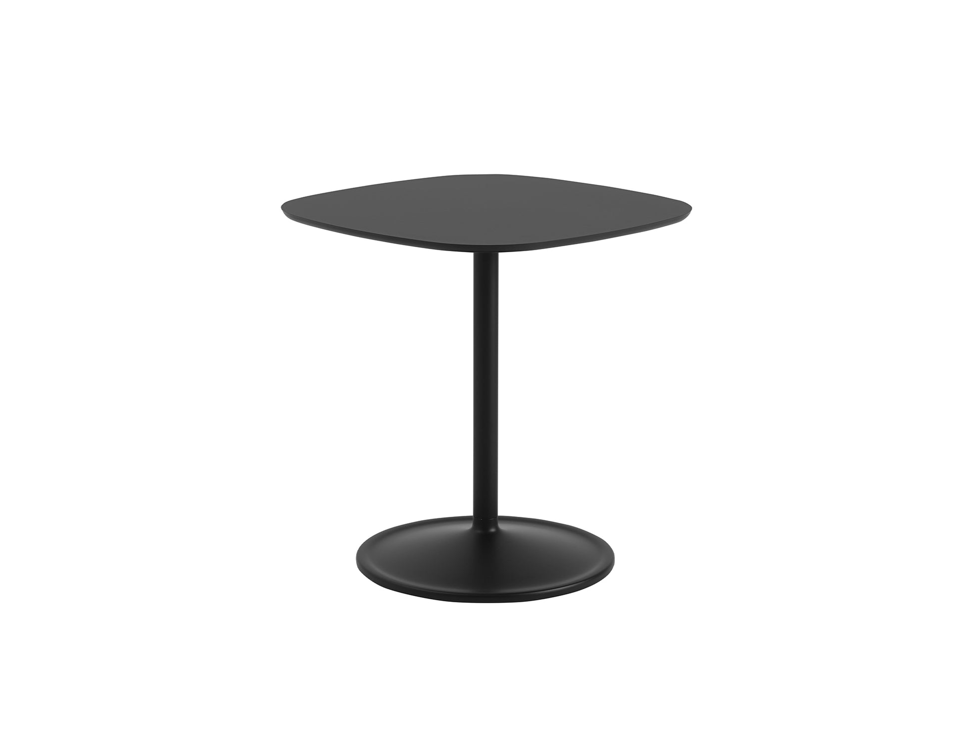 Soft Cafe Table by Muuto - Square (70x70 cm) / Height: 73 cm / Black Nanolaminate Top / Black Aluminium Base