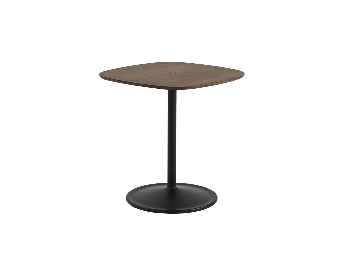 Soft Cafe Table by Muuto - Square (70x70 cm) / Height: 73 cm / Solid Dark Oiled Oak Top / Black Aluminium Base