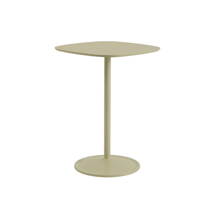 Soft Cafe Table by Muuto - Square (70x70 cm) / Height: 95 cm / Beige Green Laminate Top / Beige Green Aluminium Base