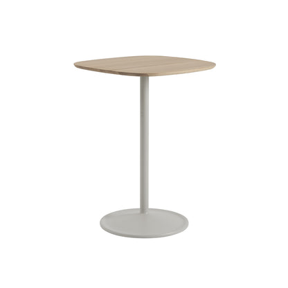 Soft Cafe Table by Muuto - Square (70x70 cm) / Height: 95 cm / Solid Oiled Oak Top / Grey Aluminium Base