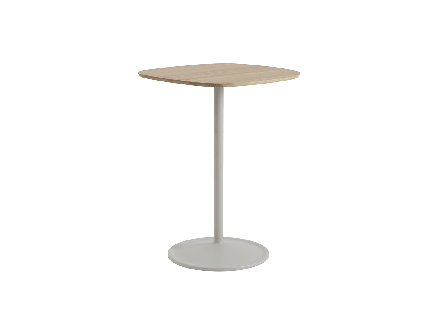 Soft Cafe Table by Muuto - Square (70x70 cm) / Height: 95 cm / Solid Oiled Oak Top / Grey Aluminium Base