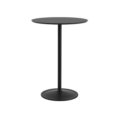 Soft Cafe Table by Muuto - Round (Diameter: 75 cm) / Height: 105 cm / Black Nanolaminate Top / Black Aluminium Base