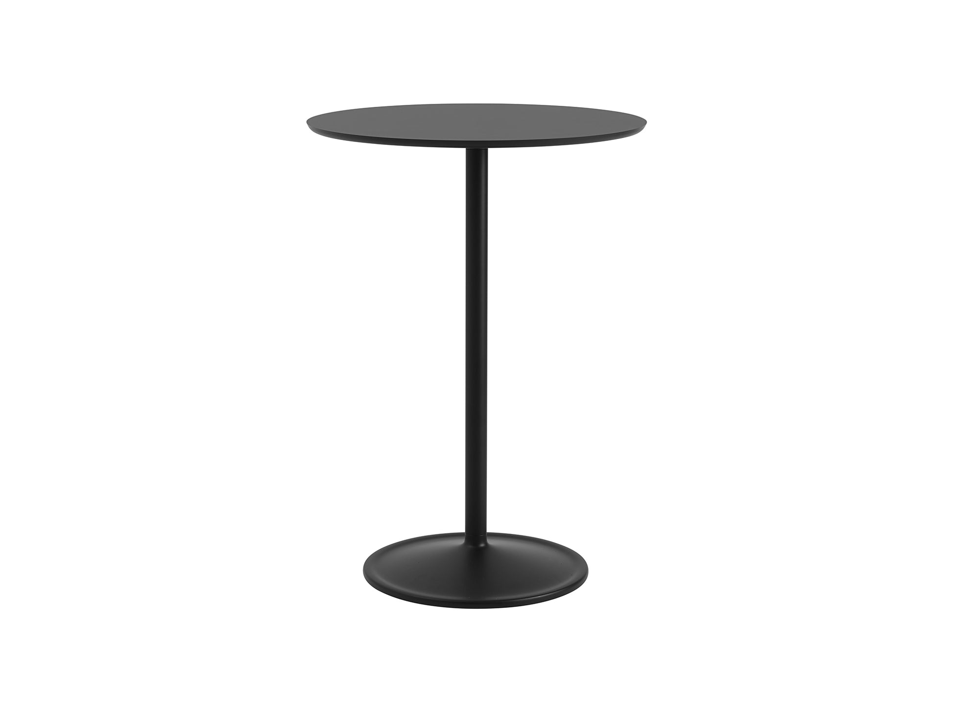 Soft Cafe Table by Muuto - Round (Diameter: 75 cm) / Height: 105 cm / Black Nanolaminate Top / Black Aluminium Base