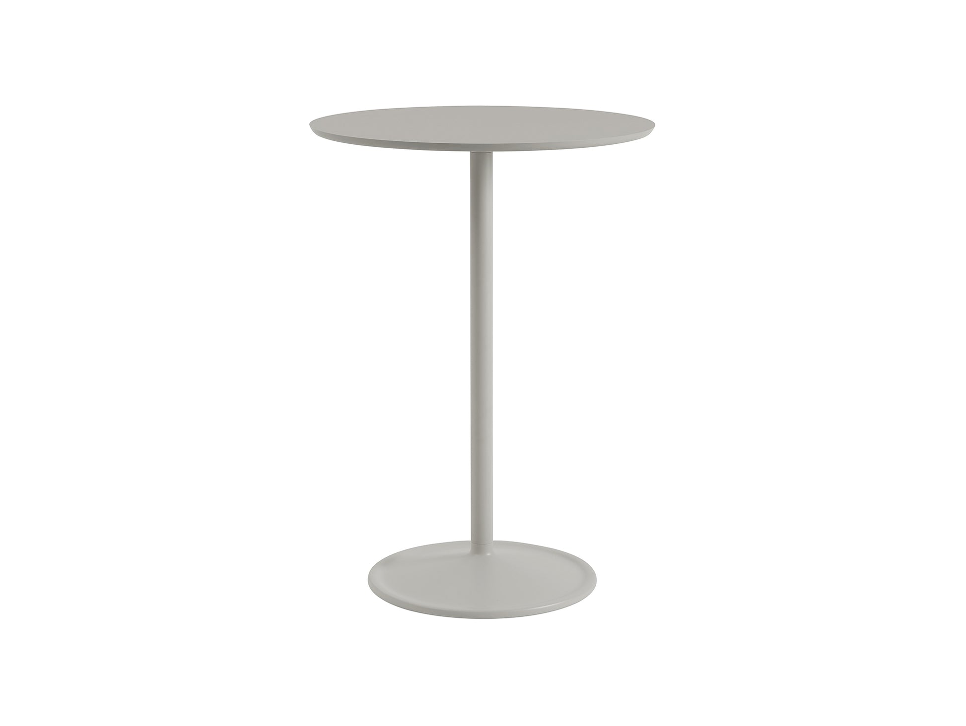 Soft Cafe Table by Muuto - Round (Diameter: 75 cm) / Height: 105 cm / Grey Linoleum Top / Grey Aluminium Base