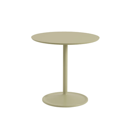 Soft Cafe Table by Muuto - Round (Diameter: 75 cm) / Height: 73 cm / Beige Green Laminate Top / Beige Green Aluminium Base