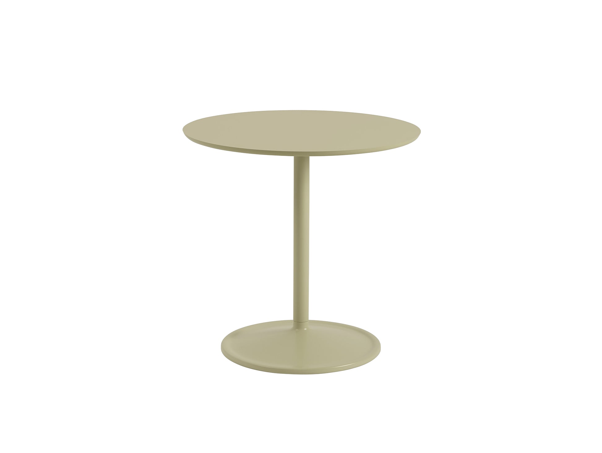 Soft Cafe Table by Muuto - Round (Diameter: 75 cm) / Height: 73 cm / Beige Green Laminate Top / Beige Green Aluminium Base