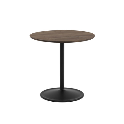 Soft Cafe Table by Muuto - Round (Diameter: 75 cm) / Height: 73 cm / Solid Dark Oiled Oak Top / Black Aluminium Base