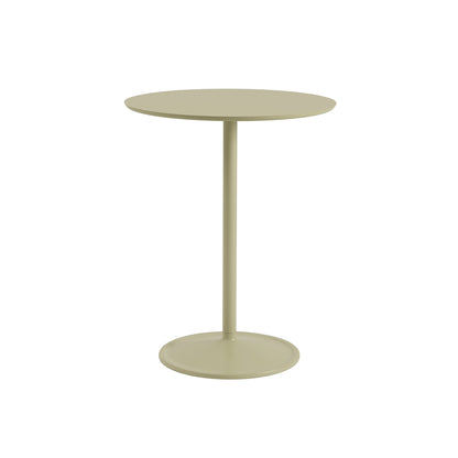 Soft Cafe Table by Muuto - Round (Diameter: 75 cm) / Height: 95 cm / Beige Green Laminate Top / Beige Green Aluminium Base