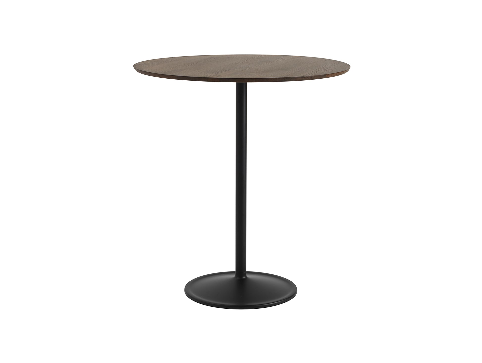 Soft Dining Table by Muuto -  D95 H105 / Solid Dark Oiled Oak Top / Black Aluminium Base