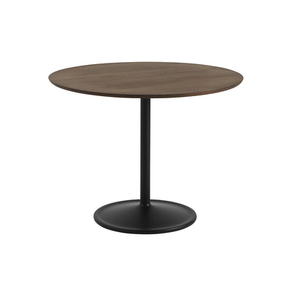 Soft Dining Table by Muuto -  D95 H73 / Solid Dark Oiled Oak Top / Black Aluminium Base